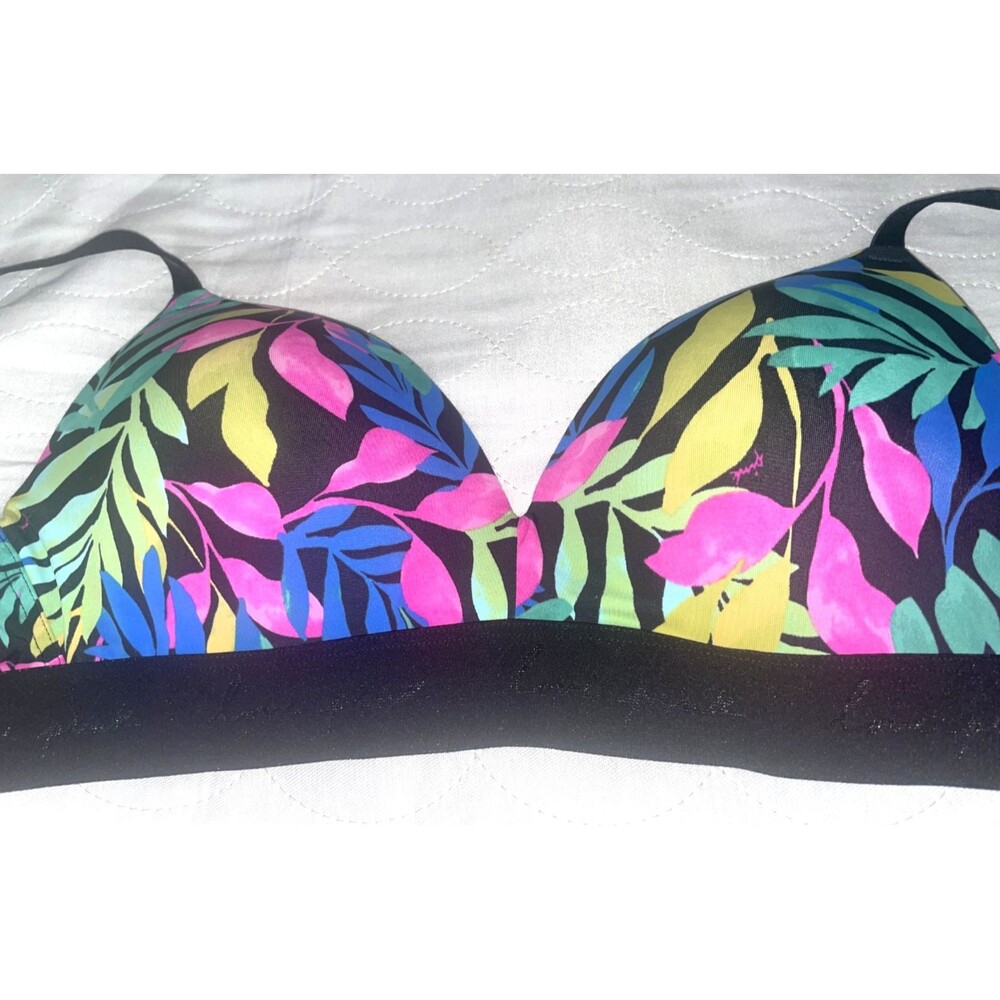 Victoria Secret PINK 36C bra wear everywhere wireless push up floral rainbow